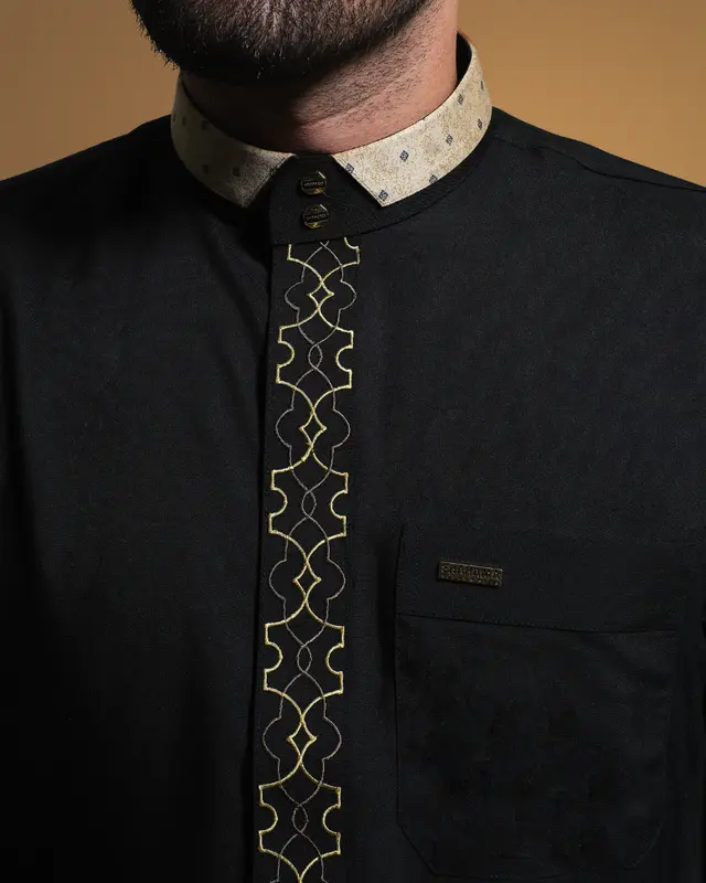 JUBAH GAMIS SHAHAMA LUXURY PREMIUM EMBROIDERY SH-112 BLACK 5
