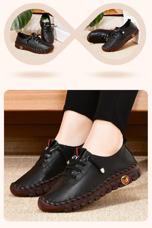 Product Introduction of Sneakers Women Shoes Leather Loafers Shoes for Women Comfortable Slip on Shoes Hand Sewing Thread Mom Shoes 21