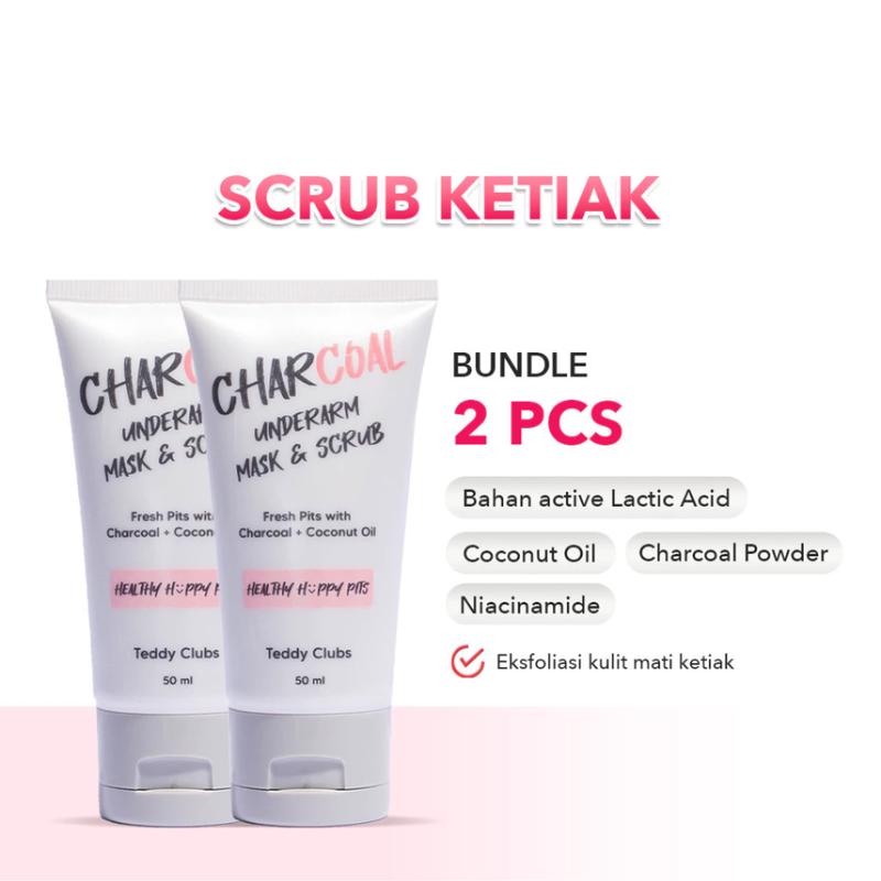[2 PCS] Teddy Clubs Scrub dan Masker Ketiak Charcoal Dengan Kandungan Charcoal dan Coconut Oil untuk Menghaluskan dan Mengurangi Odor Ketiak 0