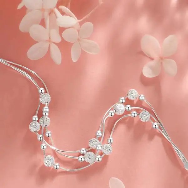 Vòng  hạt  mắn ba đời ba thế giới bằng bạc Ý S925 cho  thiết kế sang trọng nhẹ nhàng mùa hè, vòng  trang sức cao cấp lac tay co 4 la man may 2