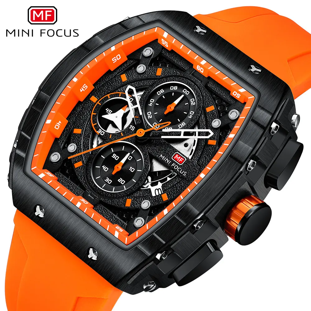 Đồng Hồ Thạch Anh MINI FOCUS Cho Nam, Đồng Hồ Bấm Giờ Analog, Đồng Hồ Đeo Tay Sinh Viên, Mặt Số Tonneau, Dây Đeo Silicon Quân Đội, Đồng Hồ Thể Thao Trẻ Trung, Bảo Hành Một Năm