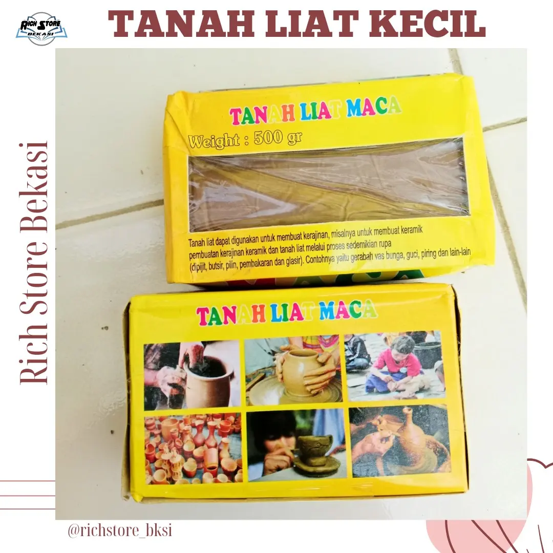 TANAH LIAT UKURAN KECIL MERK MACA BERKUALITAS (500 GRAM)