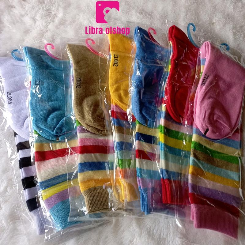 Kaos Kaki Belang Selutut/Kaos Kaki Belang Warna Wanita Dewasa Panjang Garis 2