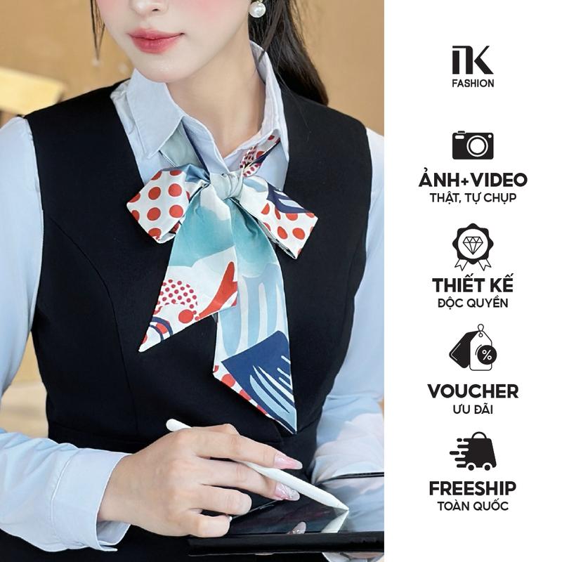 NK Fashion Khăn Buộc Nơ Cổ Thời Trang Tiết Nổi Bật Dễ Phối Đồ với áo Sơ Mi Áo Vest NKPK2203001 Lụa Trơn