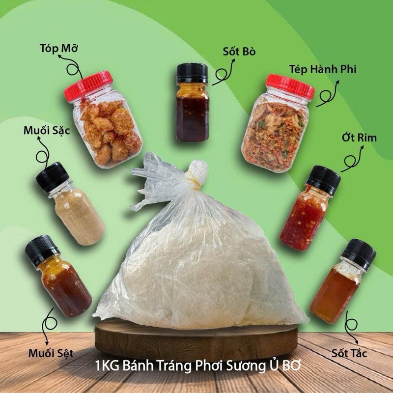 1KG BÁNH TRÁNG PHƠI SƯƠNG Ủ BƠ, DAI MỀM DẺO ( TẶNG 7 LOẠI TOPPING VÀ SỐT CHẤM )