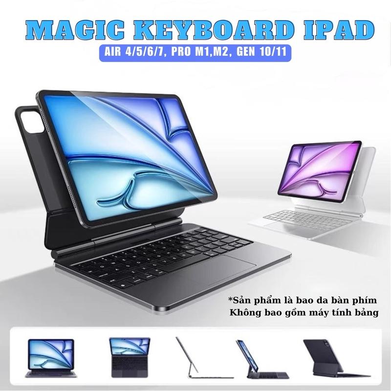 Magic Keyboard V3 LCD Bao da bàn phím máy tính bảng iPad Pro M1 M2 M4 Air 7 6 5 4 Gen 10 11 kết nối Bluetooth có đèn led phụ kiện iPad