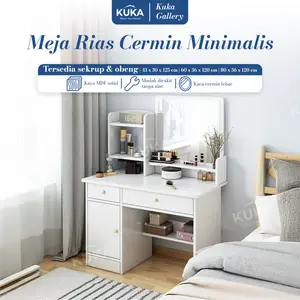 Kuka Gallery - Meja Rias Cermin Minimalis Meja Rias Serbaguna SZT-12 Lemari Rak Kosmetik Laci Bahan Kayu