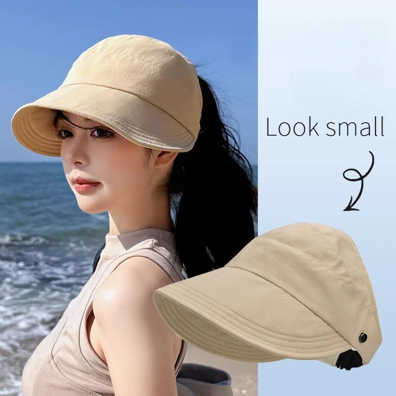 Product Introduction of Mũ Chống Nắng Nửa Đầu, Phong Cách Hàn Quốc, Mũ Bucket Hở Đầu, UFP50 +, Mũ Rộng Vành Có Móc Treo Mặt Nạ, Vải Bông Thoải Mái, Thích Hợp Cho Tóc Đuôi Ngựa.Mũ Nữ, Có Khóa Tai, Mũ Nữ 6