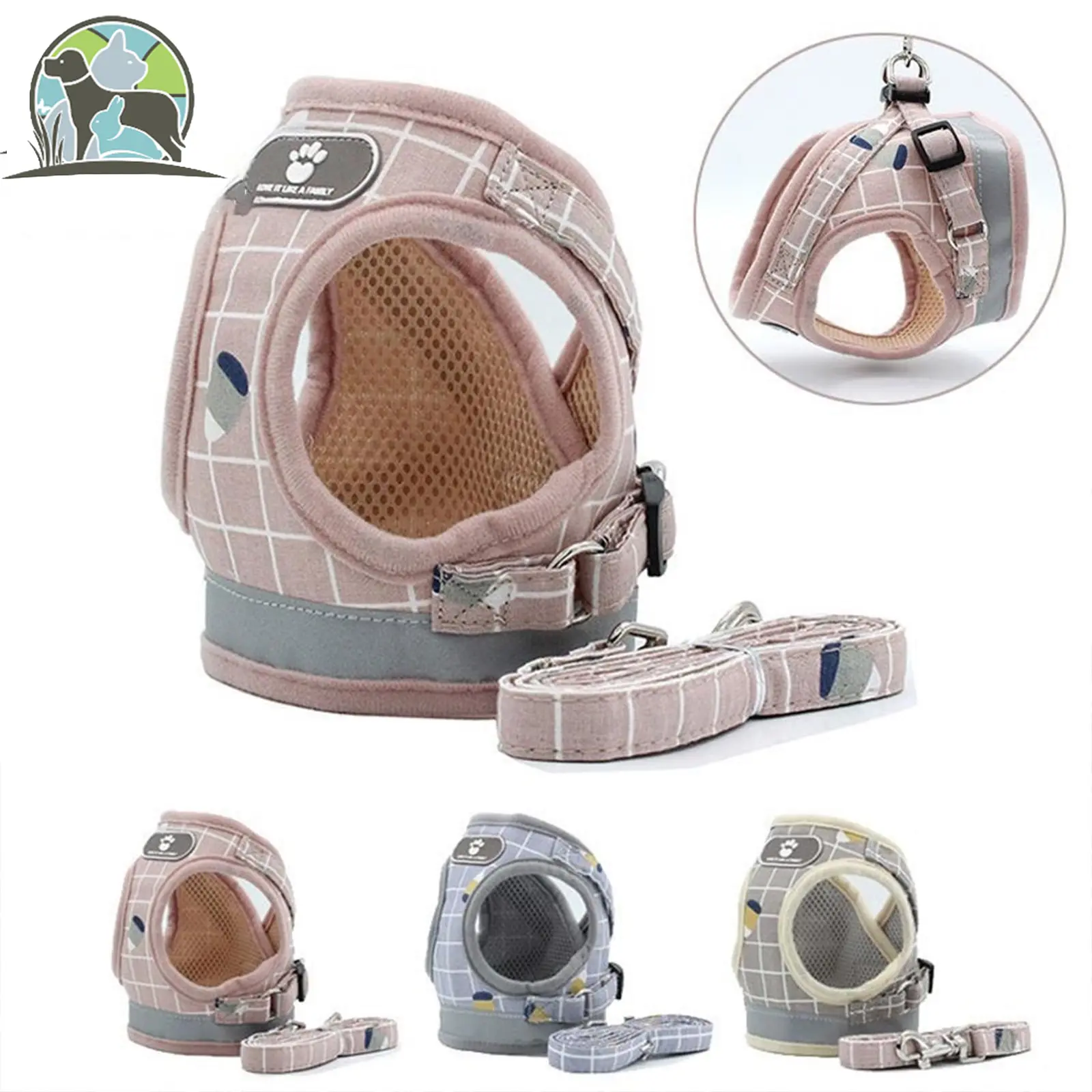 Soft Mesh Padded Dog Harness With Leash Reflective Vest dog Leash For Cat harness leash for dog cathar  ness