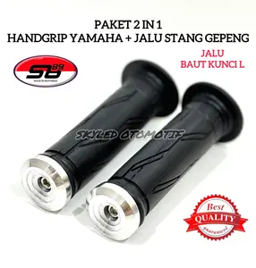 PROMO Sarung Gas Handgrip Model Original YAMAHA + Jalu Stang Chrome Model Gepeng Piramid Universal