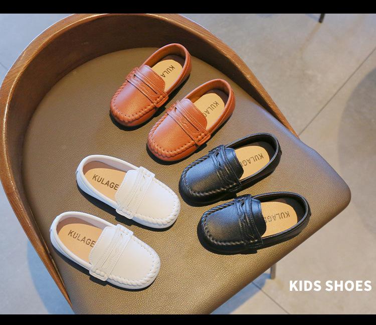 Product Introduction of Children Boys Leather Shoes 2024 Spring and Autumn Simple Slip-on Round-toe School Shoes Loafers Flats Moccasins Classic Formal 2