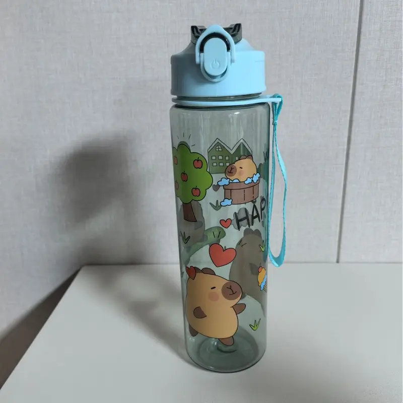 [COD] Botol Minum Capybara Anak 900 ML Free Tali dan Sedotan BPA FREE 3