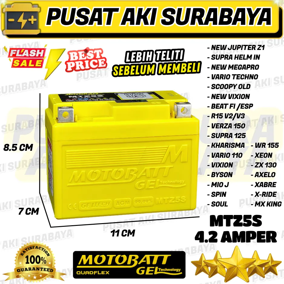 MOTOBATT MTZ5S ACCU GEL VARIO OLD 110 BEAT AKI MOTOR BEAT KARBU SUPRA 125 VARIO 110 VIXION NVL KGGZ5S