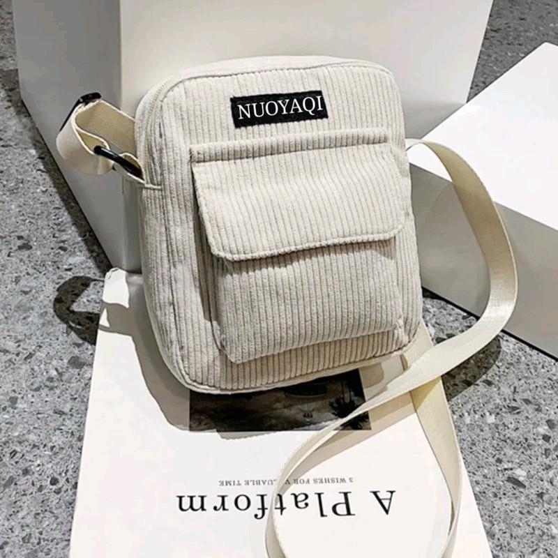 zalfkiz Tas Selempang Corduroy Wanita Cewek Corduroy Import Hitam Coklat Krem Halus 5