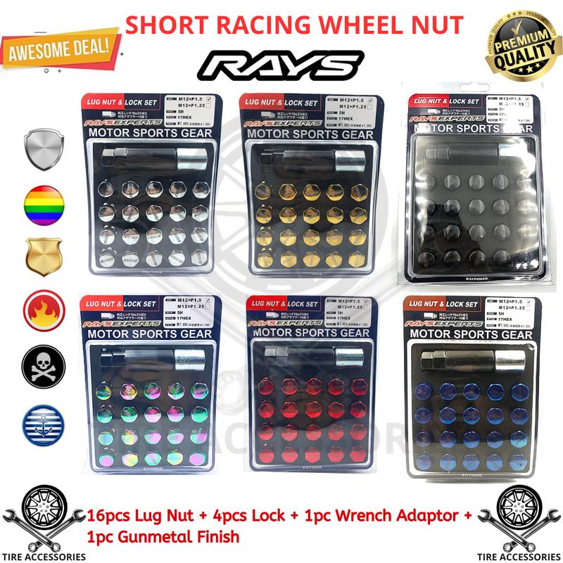 RAYS Racing Steel Wheel Nut (Short) M12 x P1.5 Lug Nut and Lock ...