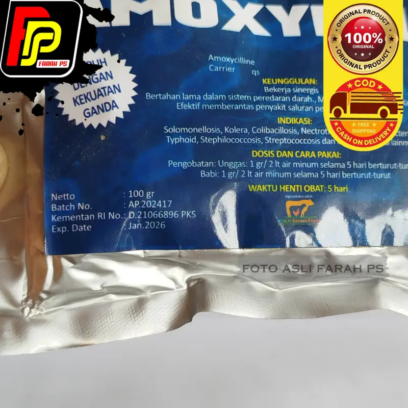 Amoxyplus 100 gram Antibiotik untuk saluran pencernaan pada hewan 3