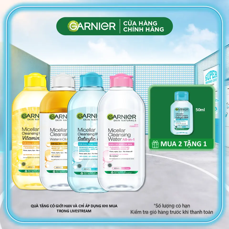 Nước tẩy trang làm sạch dịu nhẹ cho mọi loại da - Garnier Micellar Cleansing Water 400ml