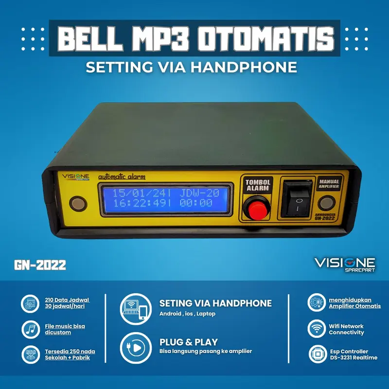 Bel sekolah otomatis Mp3 Wifi seting via handphone bel pabrik bel kantor otomatis Bluetooth 1