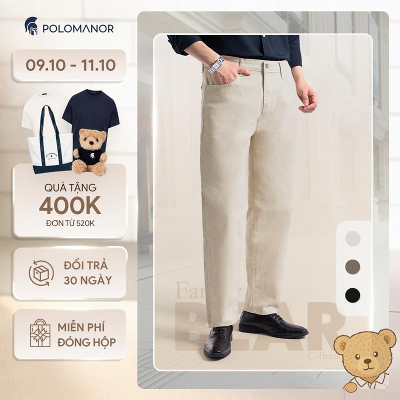[NEW T9] Quần ống rộng nam cao cấp KAKI STRAIGHT, BST SMART CASUAL, thoải mái, dễ phối - POLOMANOR