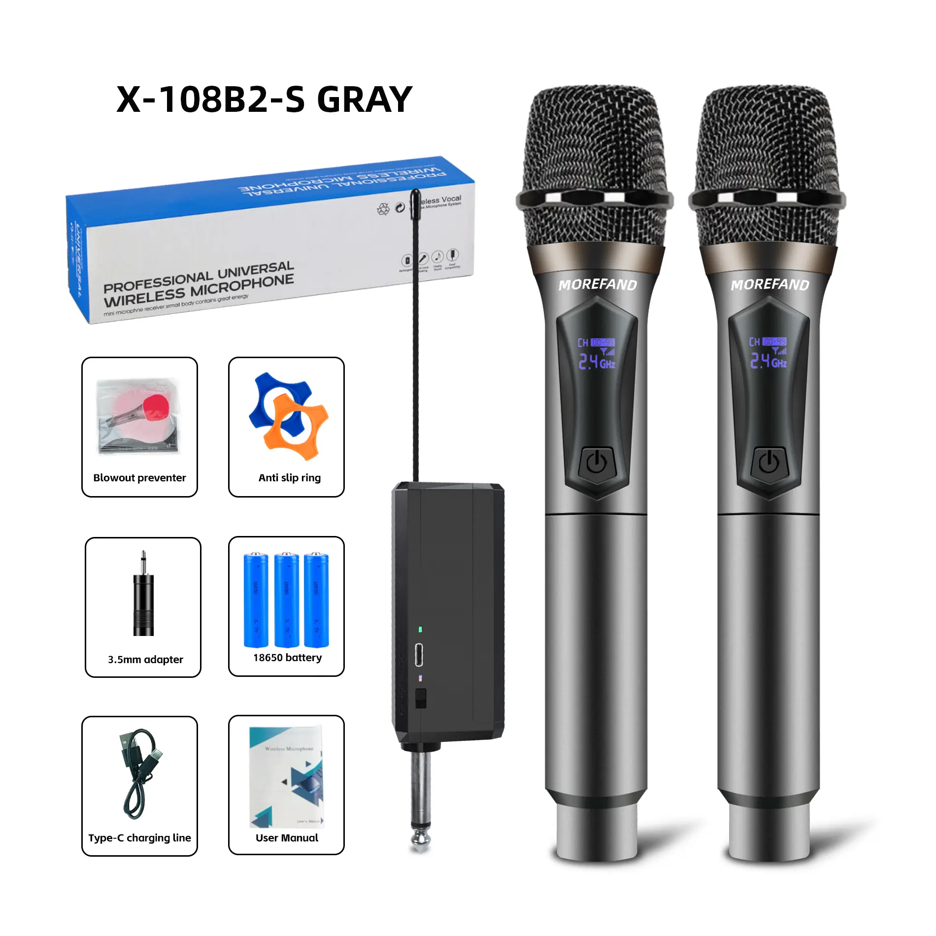 Mikrofon Profesional Wireless MKF 01 Tanpa Kabel UHF Handheld dengan Audio Amplifier dan Proteksi Smartphone - Laptop Microphone Mic Handphone mick  araoke alat karaoke full set