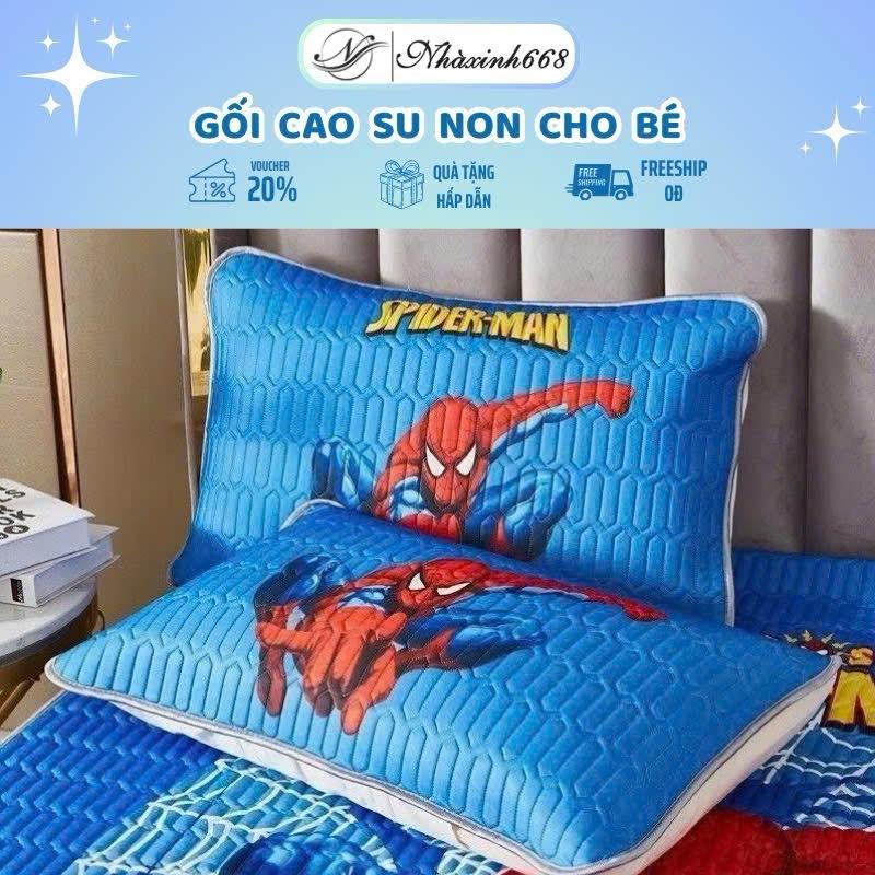 Gối nằm điều hoà cho bé trai và bé gái 2 tuổi trở lên , vỏ trần cao su non, ruột bông gòn kháng khuẩn, gối ngủ cho bé, gối nằm kích thước 25x45