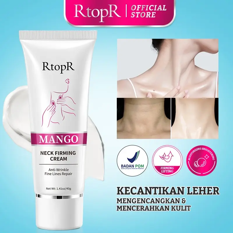 【BPOM】 RtopR Mango Neck Firming Cream Hapus Garis Leher Memutihkan 40g