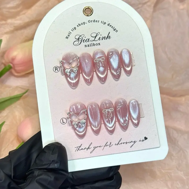 M428 nailbox thiết thạch mắt mèo phối charm xinh đi chơi đi tiệc kỉ yếu 1