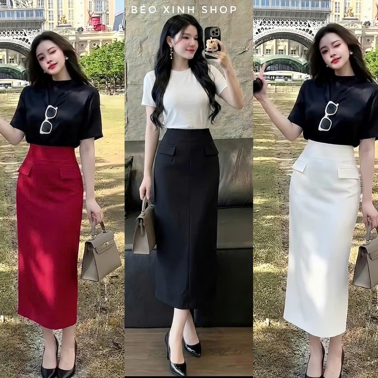 Thời Trang Bigsize Chân Váy BÚt Chì Tuyết Mưa Cạp Cao Nắp Túi Công Sở Vải Tuyết Mưa Cao Cấp Cho Nàng 40 - 90Kg Thời Trang Béo Xinh - A.1745