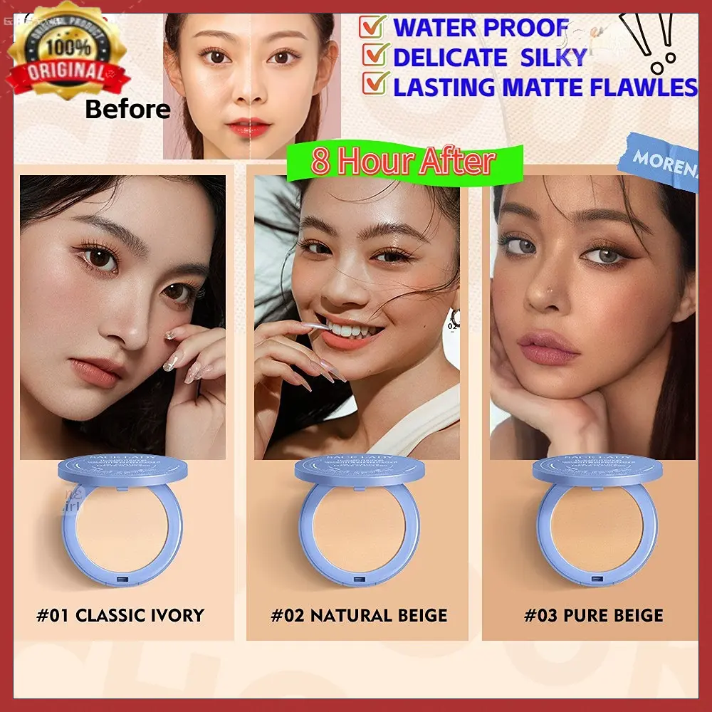 【NEW】Lamuseland Oil Control Face Powder Matte Waterproof Flawless Setting Powder Compact Face Makeup With Puff Mirror CNY Gift