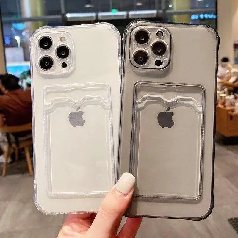 Túi thẻ chống sốc, Ốp Điện Thoại mềm, Tương thích IPhone 14 13 12 11 Pro Max XS X XR 8 + 7 6 Plus, vỏ trong suốt, vỏ silicon, bộ bảo vệ máy ảnh di động 1