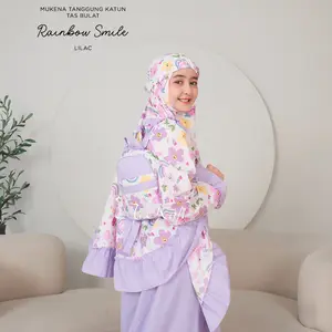 MUKENA ANAK KATUN TAS RANSEL BULAT RAINBOW SMILE/ KUROMI
