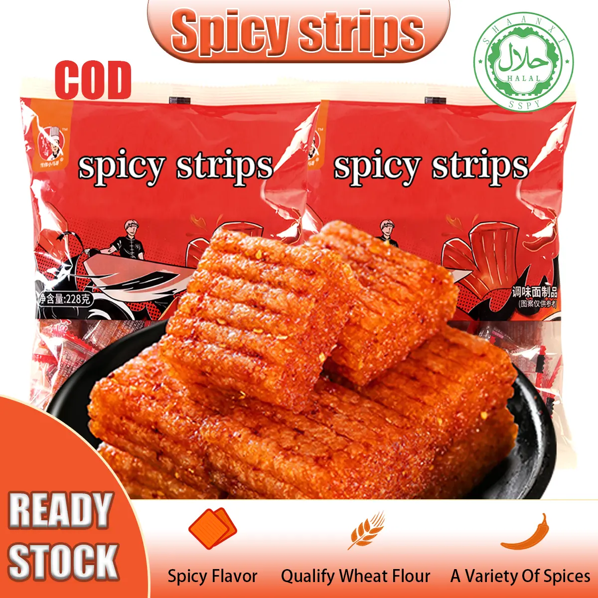 [HALAL] Spicy gluten snack(camilan) latiao China pedas Delivery Quickly 228g [READY STOCK] Spicy Nuggets Food Soy