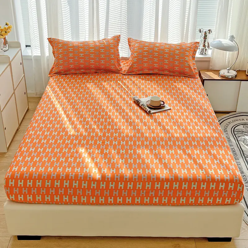 New Aloe Vera Cotton Grinding Printed Bedding Sheet Three-Piece Bed Cover Simmons Protective Cover