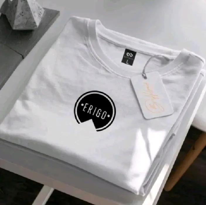 COD.!! Kaos Distro Tshirt Premium Lengan Pendek ER1GO Bulat Hitam Baju Oblong Unisex Pria Wanita Katun Dewasa Keren Combed 0