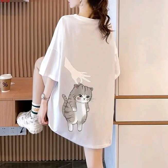 Kaos Harajuku Korean Jepang Bigsize Jumbo XL 2XL 3XL 4XL 5XL Kaos Urban Style Lazy Cat  Streetwear Oversize 2