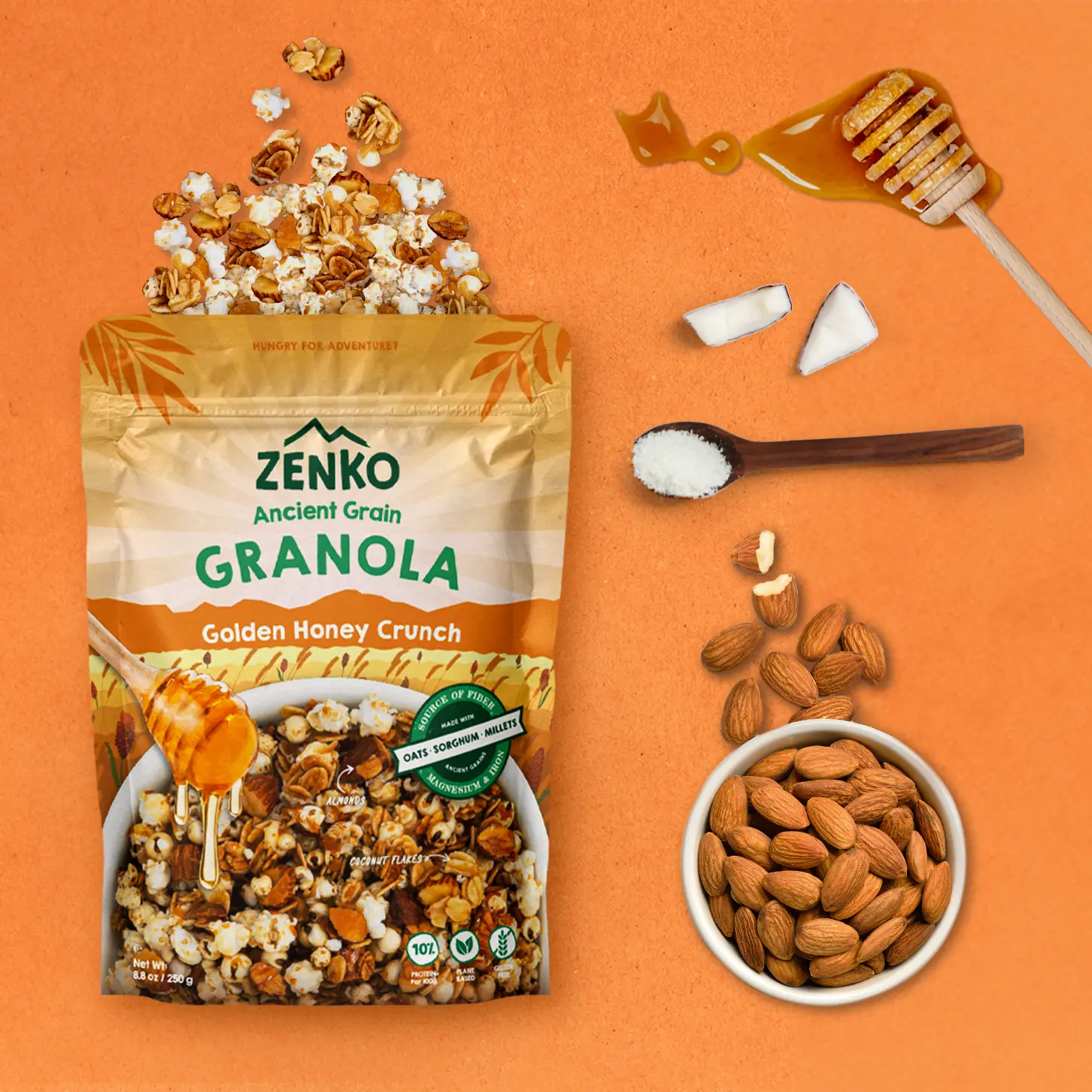 ZENKO Superfoods- Ancient Grain Granola - Golden Honey Crunch