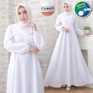 Nabila Maxy Gamis Putih Polos Remaja Kekinian Terlaris- Gamis  Krinkel Jumbo Wanita Remaja Putih Korea Lebaran 2024  Dress Putih Korean Style Simpel Baju Muslim Long Dress Gamis Dewasa Murah Umroh Ihrom Abaya Hitam Putih Umroh Jumbo Kondangan Pengajian