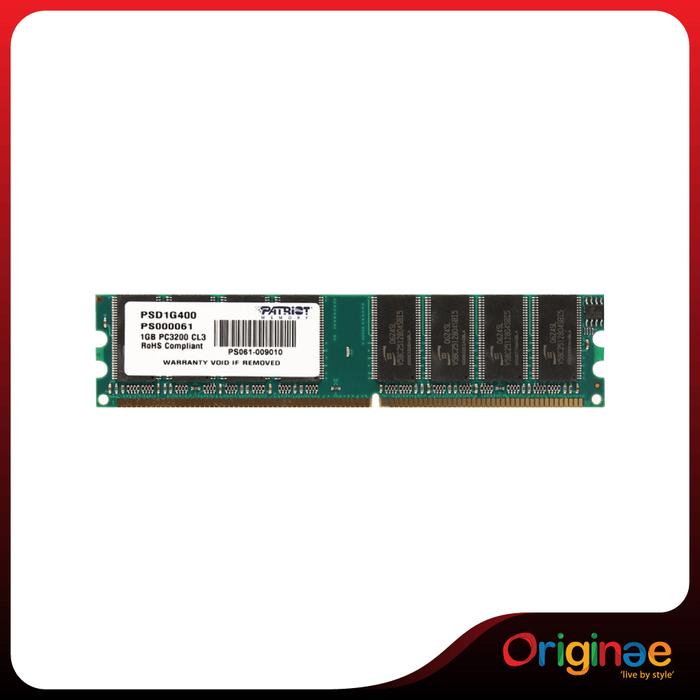 Gambar Patriot 1GB 184-Pin DDR SDRAM 400 (PC 3200) Desktop Memory Model PSD1G400 Non-ECC Unbuffered CL3 DIMM Memory Module dari Originae Shop Kota Administrasi Jakarta Pusat Tokopedia