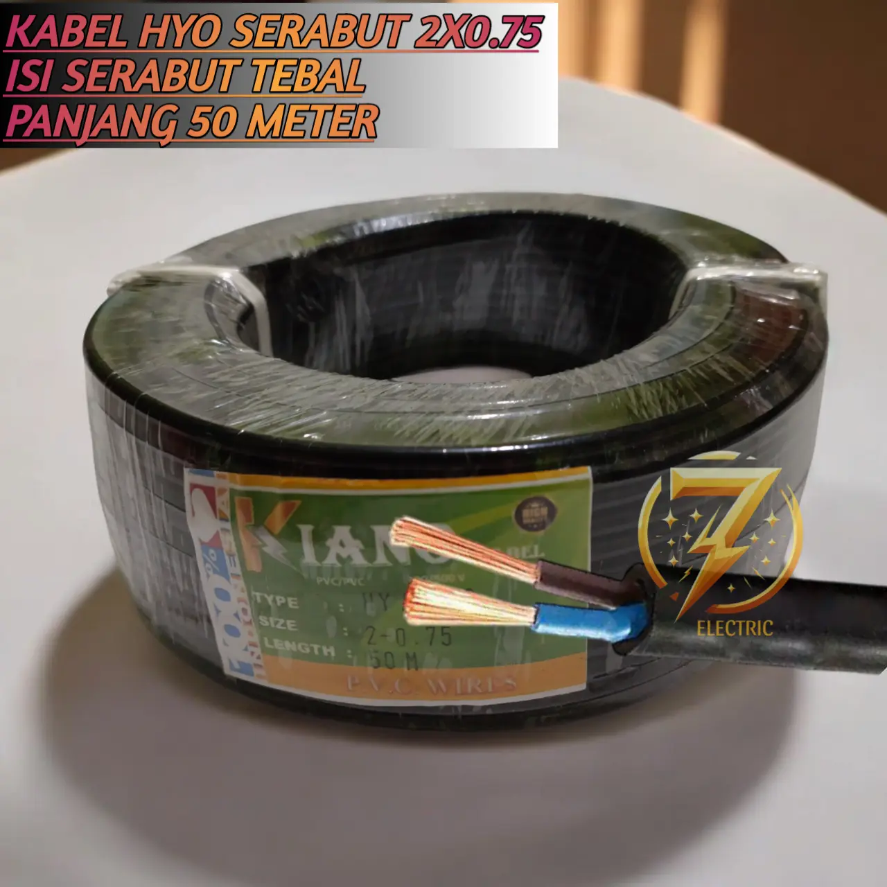 Kiano Kabel Listrik HYO Serabut 2 X 0.75 Panjang 50 Meter Premiun Quality