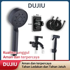 Shower Hitam 5 Mode 7 Pcs Set Lengkap – Keran Stainless Steel, Casing Kuat & Tahan Lama, Paket Lengkap Kamar Mandi Wajib Punya