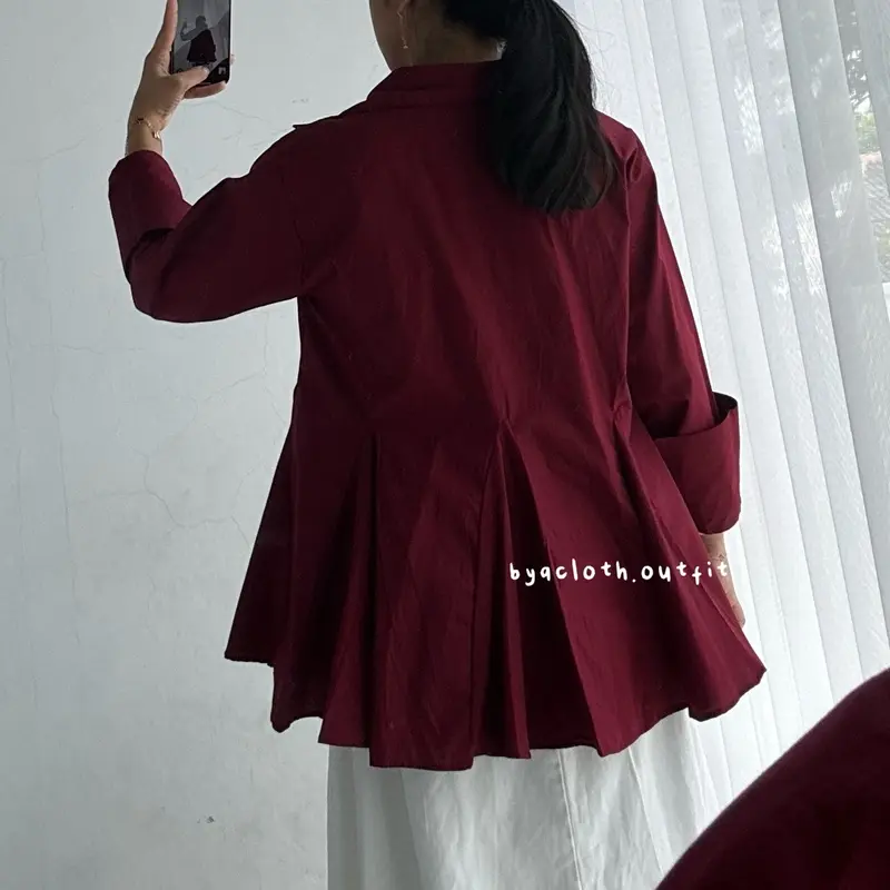 BYACLOTH - Ola Blouse Ruffle Wanita Katun Poplin / Atasan Lengan Panjang Kerja Formal Cewek 1