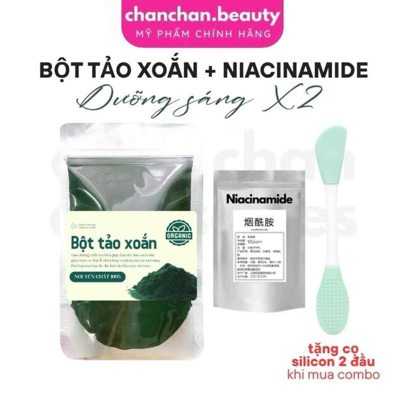 Bột tảo xoắn nguyên chất mix bột niacinamide dưỡng sáng da khỏe