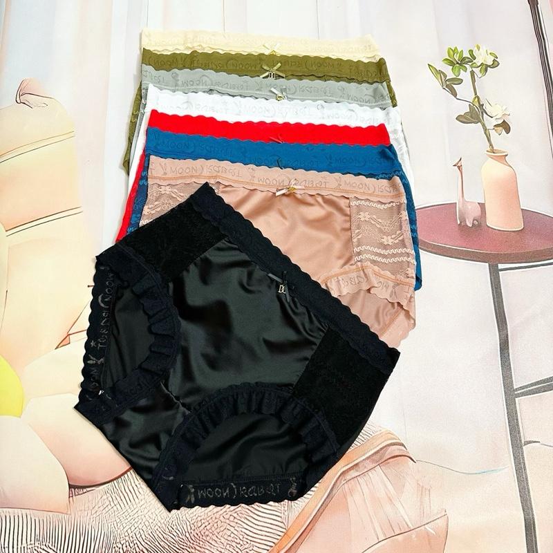  Combo 5 hoặc 10  Quần Lót Nữ Su Lụa Satin Quần Lót Su Lụa Viền Ren Cạp Cao Gen Bụng Nâng Mông Tàng Hình Chất Mát Lạnh Mềm Mịn Bigsize Đến 89kg Cotton Women 