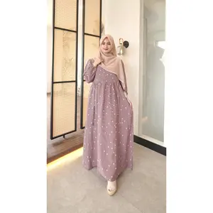 dress yuri rayon motif katun twill digital printing busui friendly terbaru