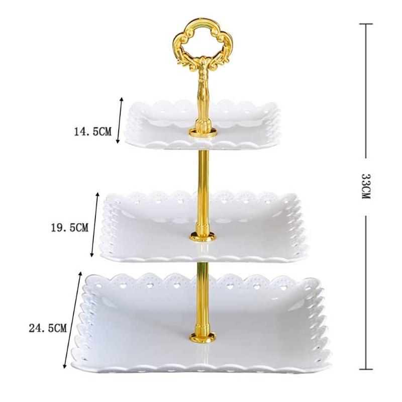 Rak Kue Susun 3 Tingkat tempat diseert piring makanan kecil Detachable Plate Cake Stand Display 4
