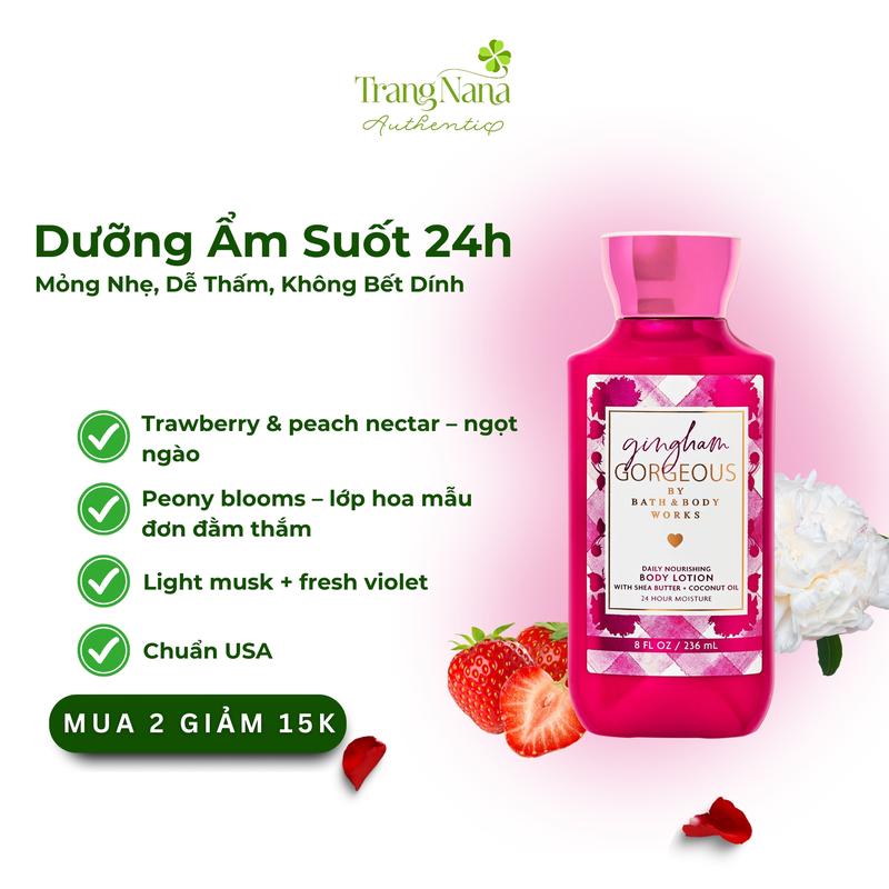  Body Lotion Bath Body Works Sữa Dưỡng Thể Gingham Gorgeous 236ml Lotion Nước Hoa Giúp Da Mềm Mịn Dưỡng Ẩm Da Dưỡng Body Body Lotion Dành Cho Nữ Chính Hãng - Làm Đẹp Da Dưỡng Da Body Women 