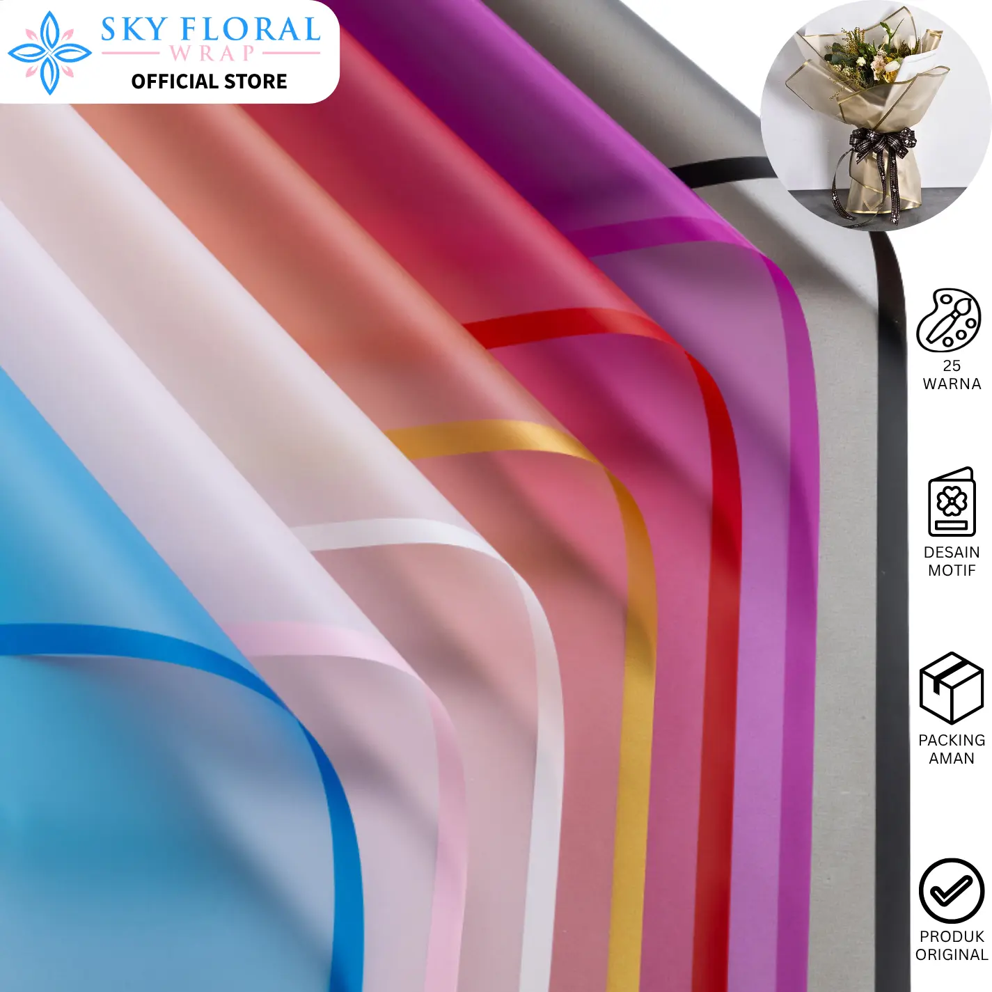 (3 pcs) Flower Wrapping Paper Transparan List Kertas Buket Bunga Korea Cellophane KB05