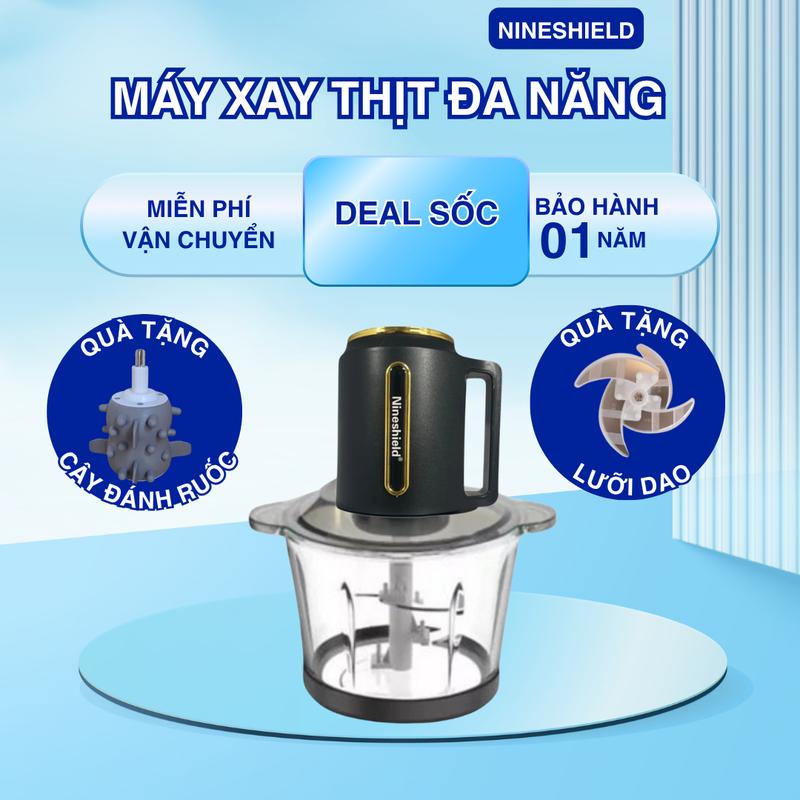 Máy xay thịt làm ruốc 2L Nineshield KB-M6-1 Bảo hành 12 tháng Tặng kèm cây đánh ruốc + Lưỡi dao