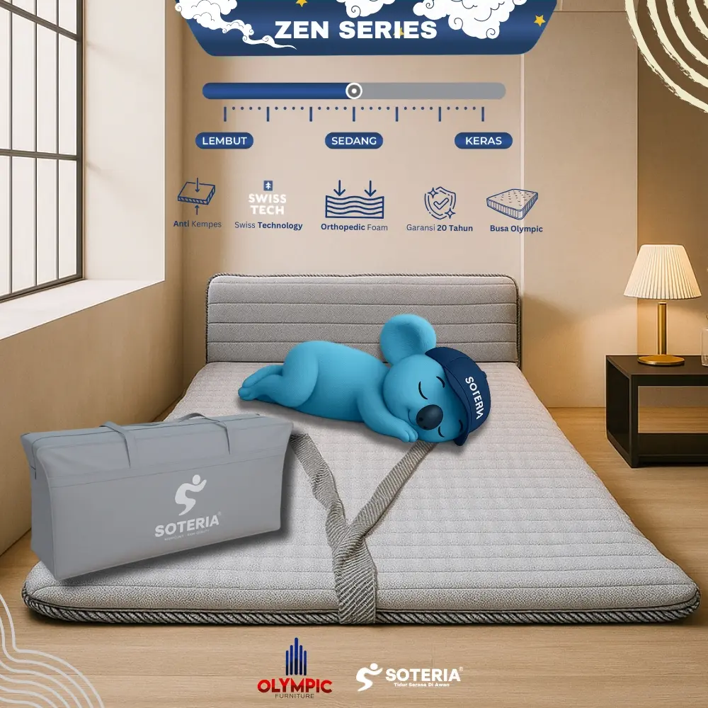 Olympic x Soteria Kasur lipat Portable Bonus Tas Travel / Matras Busa Soteria Original Premium Anti Kempes / Travel Matress Roll Gulung Dengan Bantalan, Easy To Carry Garansi Resmi CloudRoll Series
