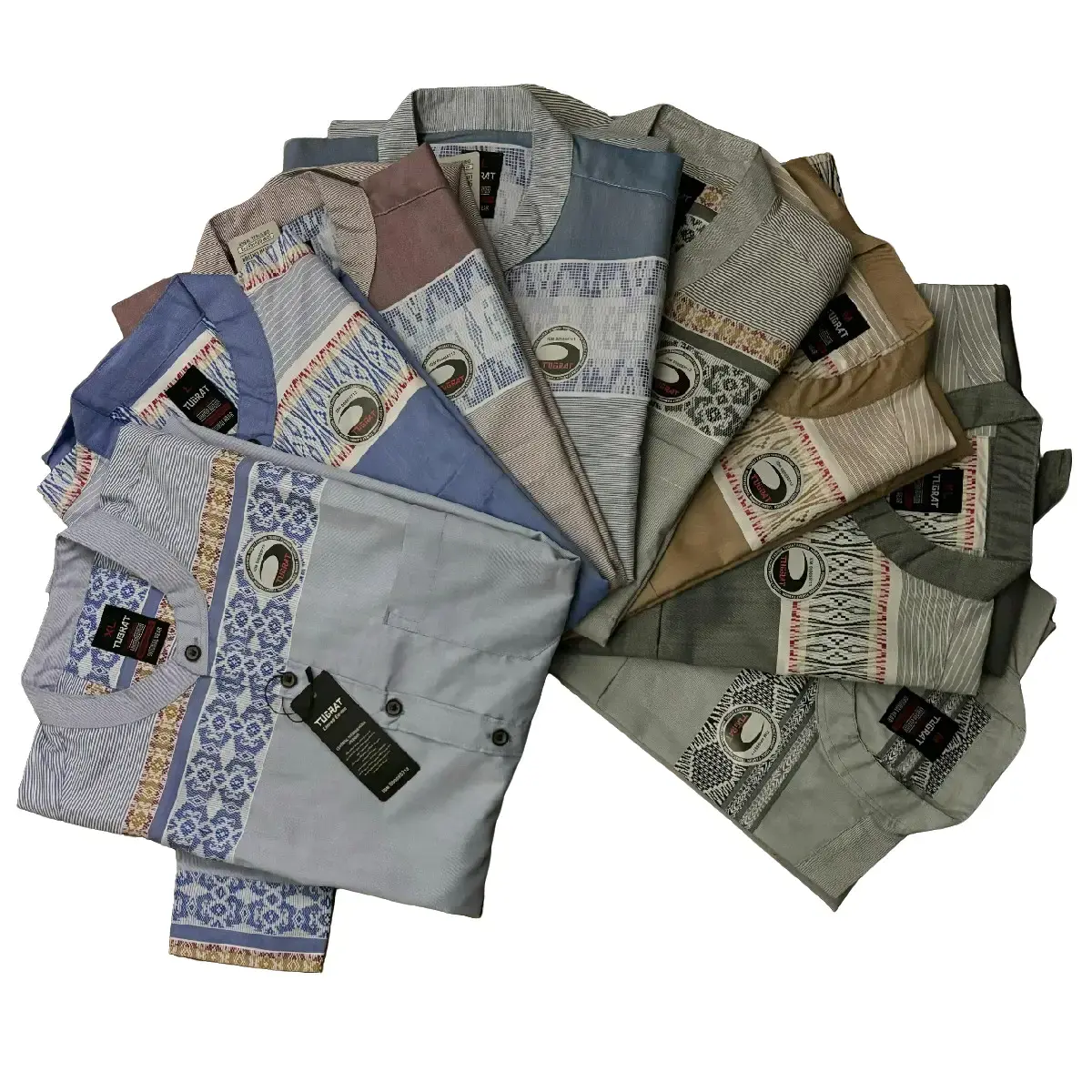 Kemeja Koko Katun Madinah Pria Gradasi Poliester Muslim Fit Manset Panjang Kerah Casual Baju